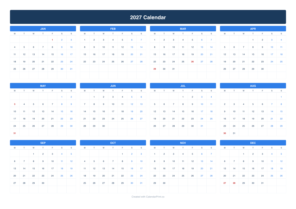 2027 yearly calendar preview