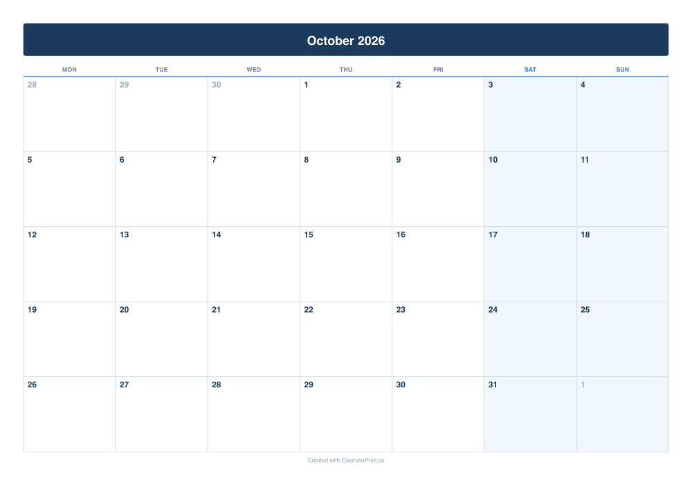A4 Calendar preview