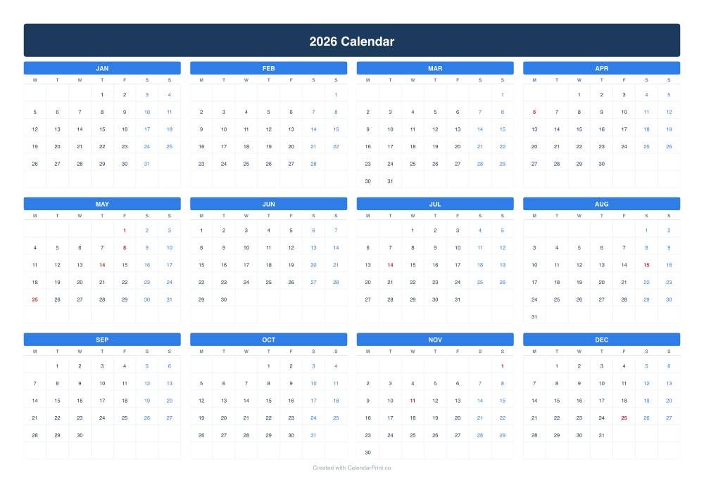 2026 calendar with French public holidays