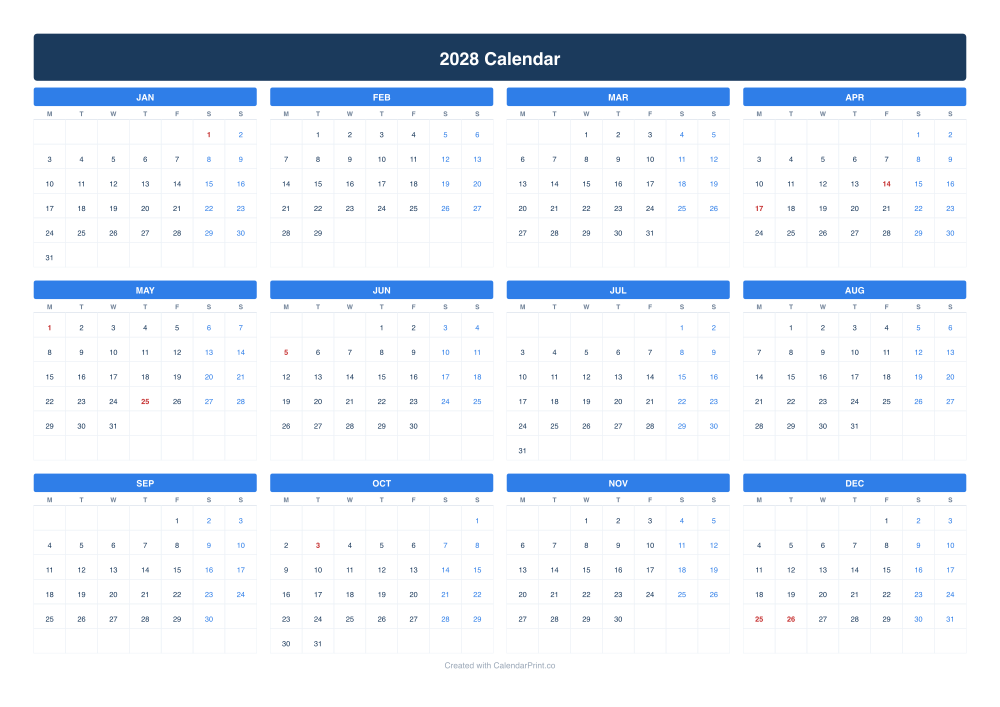 2028 calendar with German public holidays