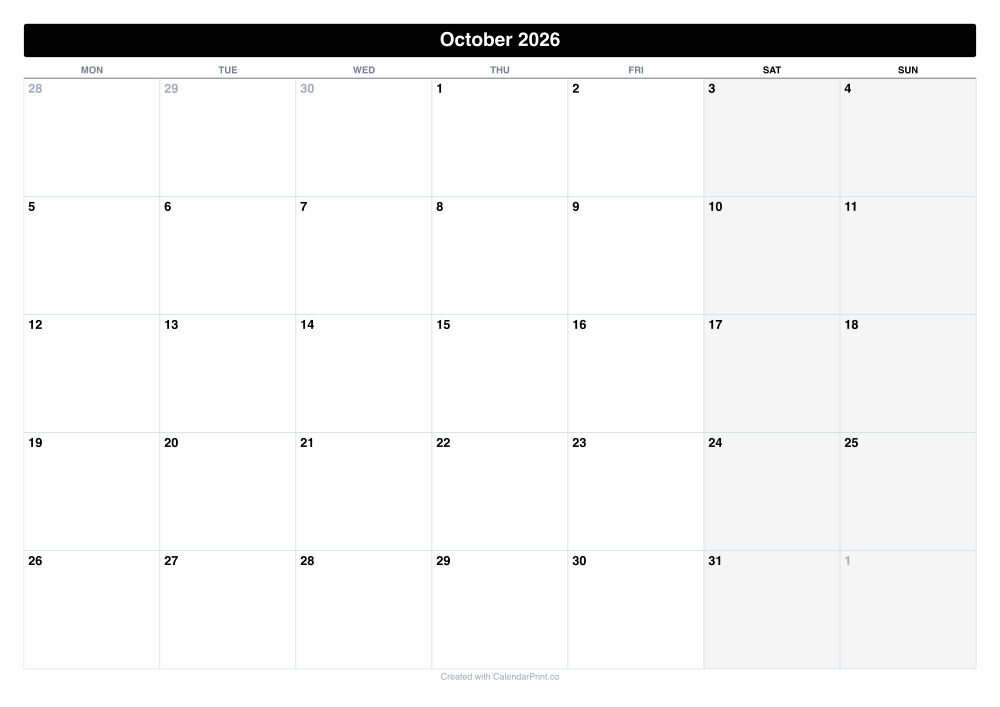 Large Print Calendar preview