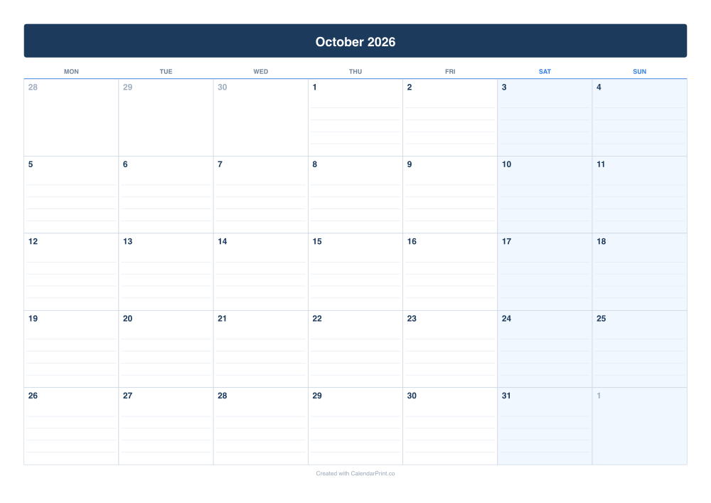 Lined Calendar preview