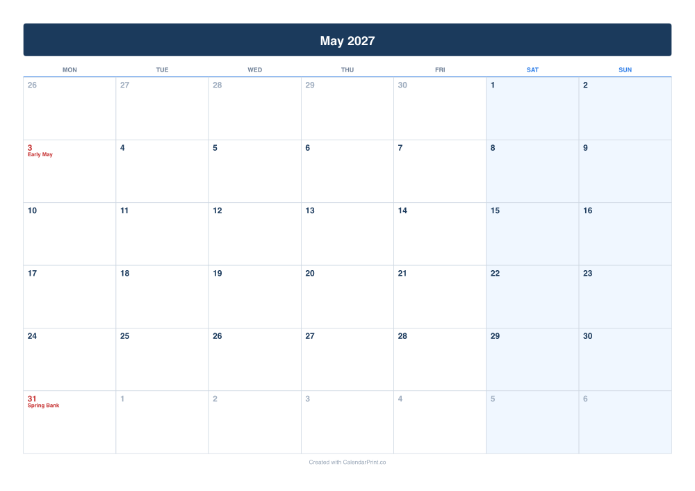 May 2027 calendar preview