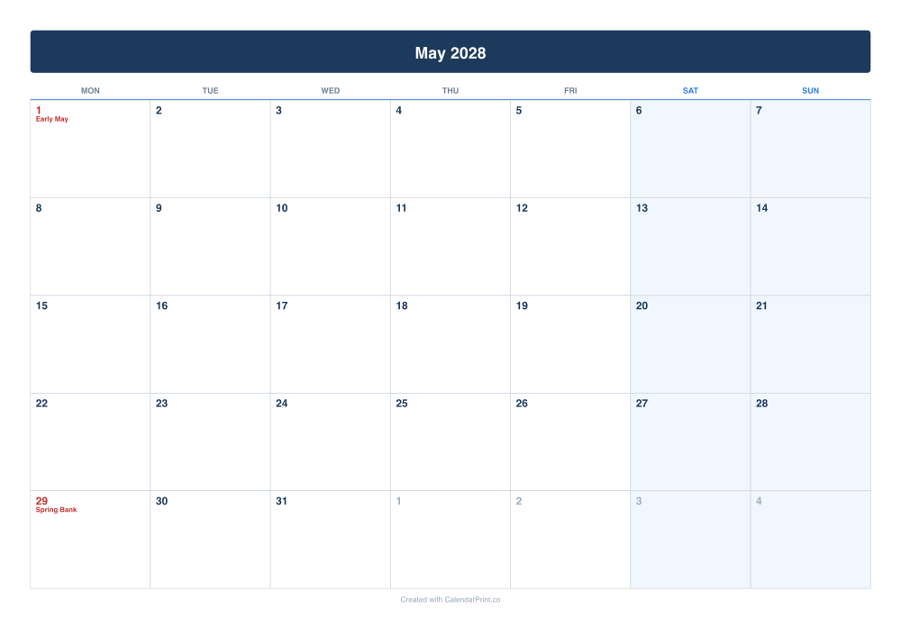 May 2028 calendar preview