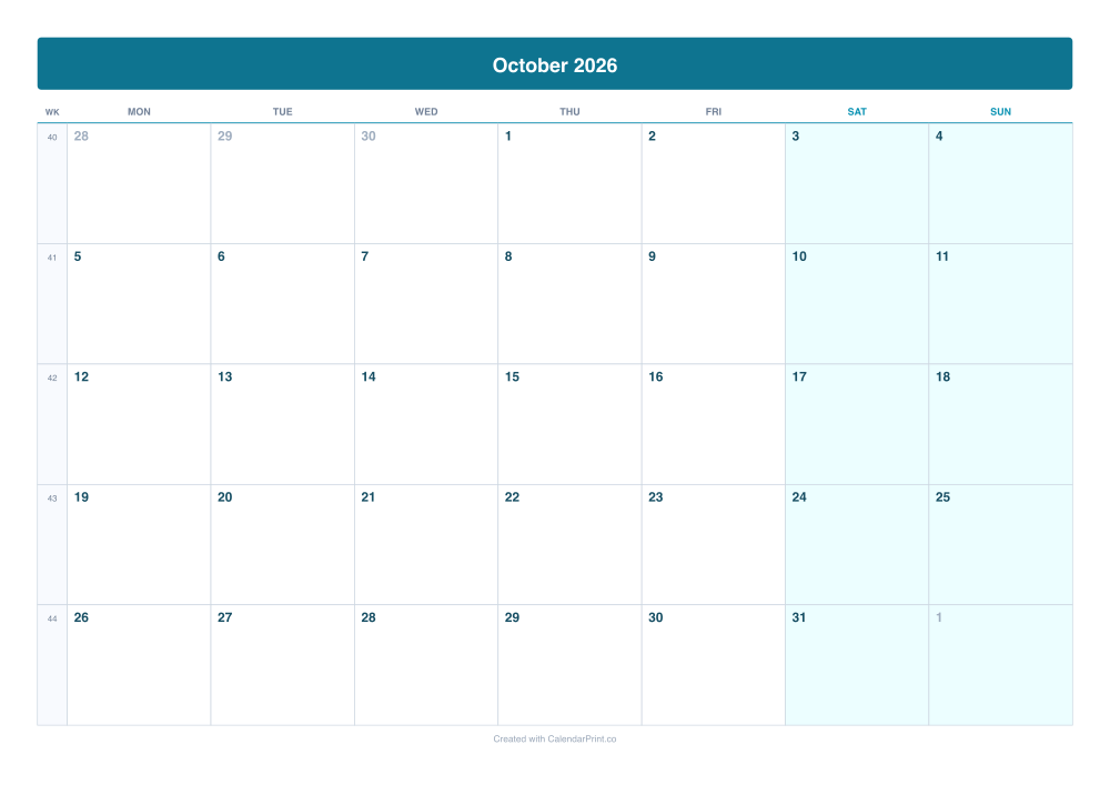 Monday Start Calendar preview