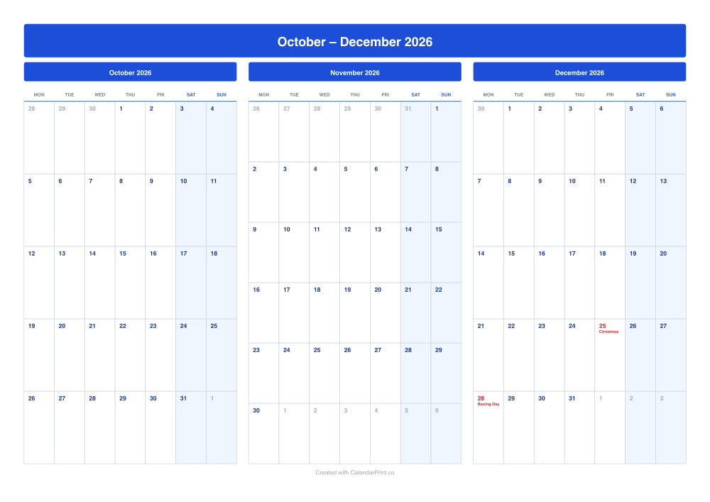 Quarterly Calendar preview
