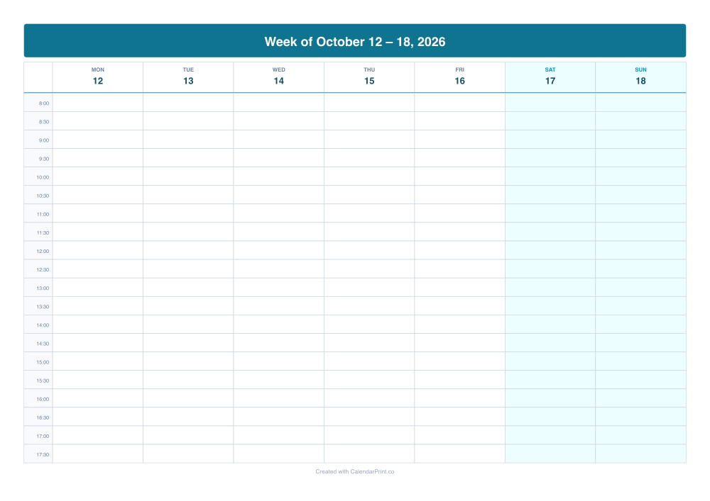 Hourly Weekly Planner preview